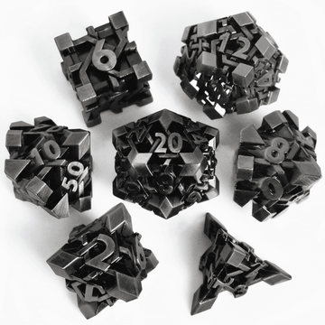Ancient Nickel Maze Plated Dice Set - RULE DICE