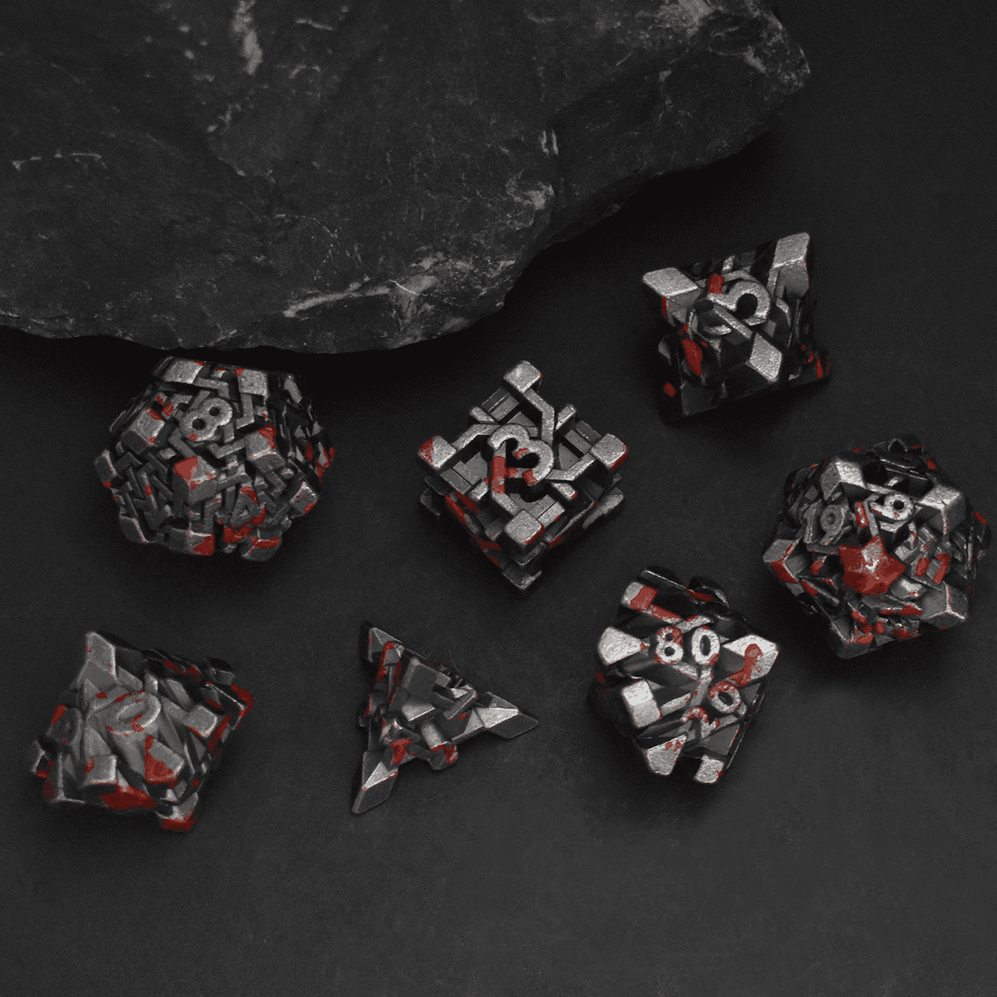 Red Maze Plated Dice Set - RULE DICE