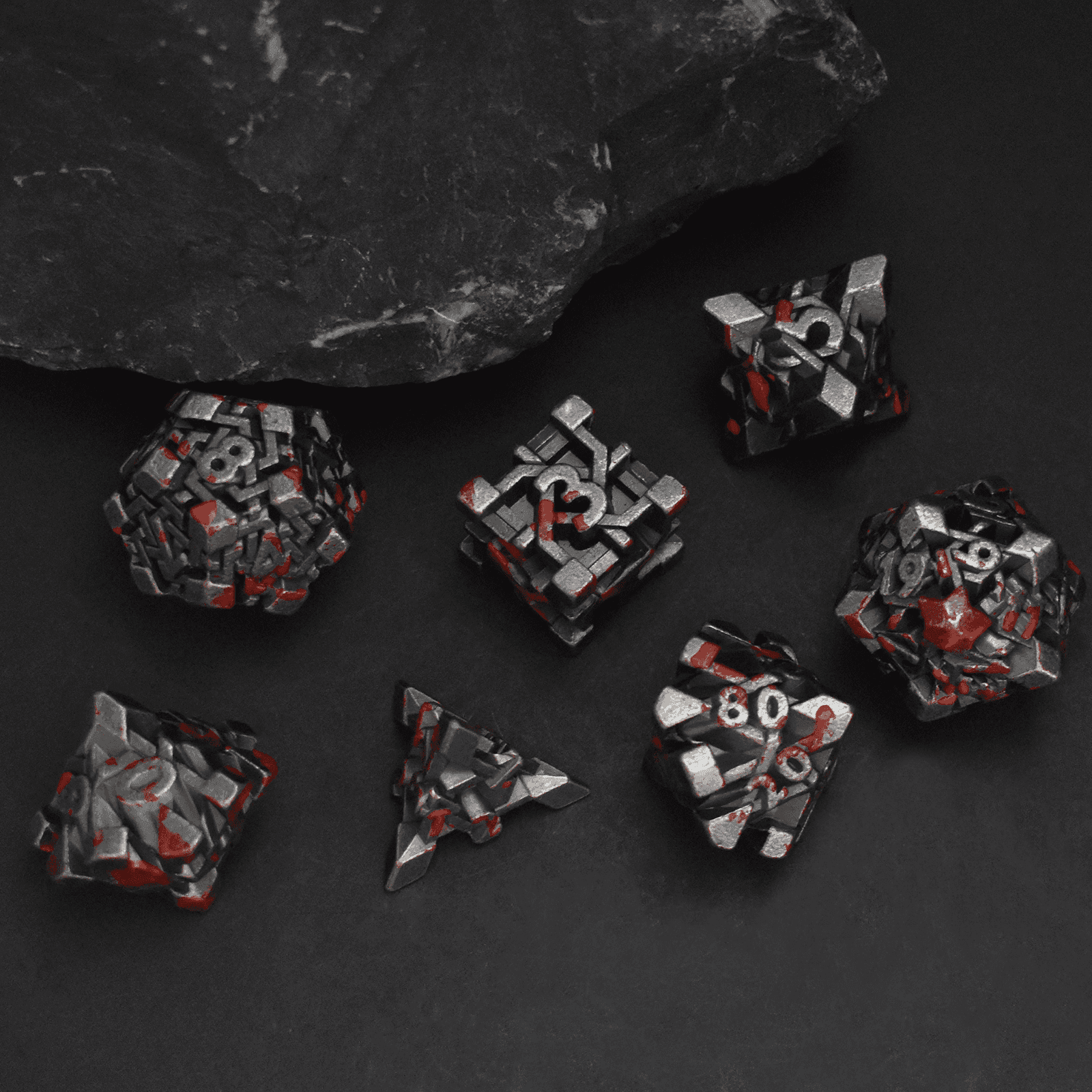 Red Maze Plated Dice Set - RULE DICE