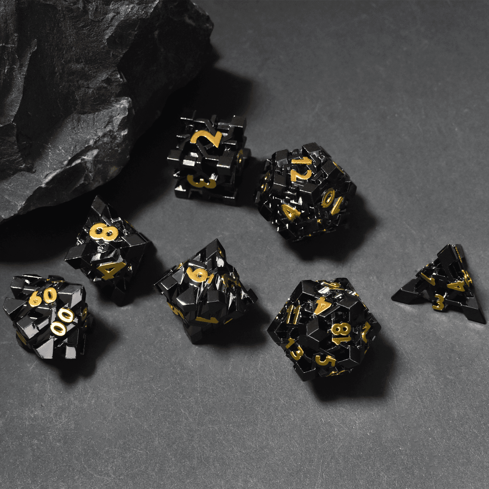 Black Maze Plated Dice Set - RULE DICE