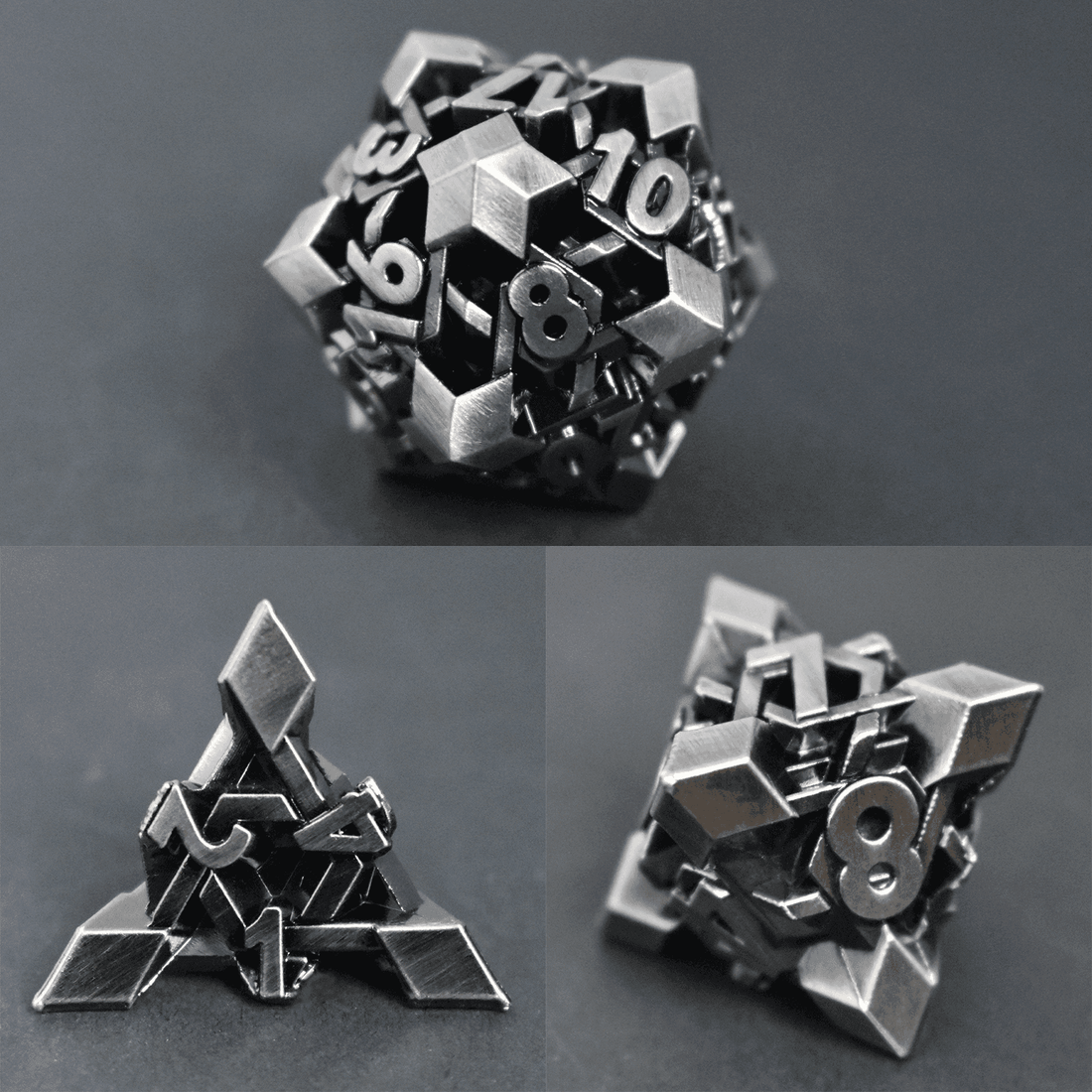 Ancient Nickel Maze Plated Dice Set - RULE DICE
