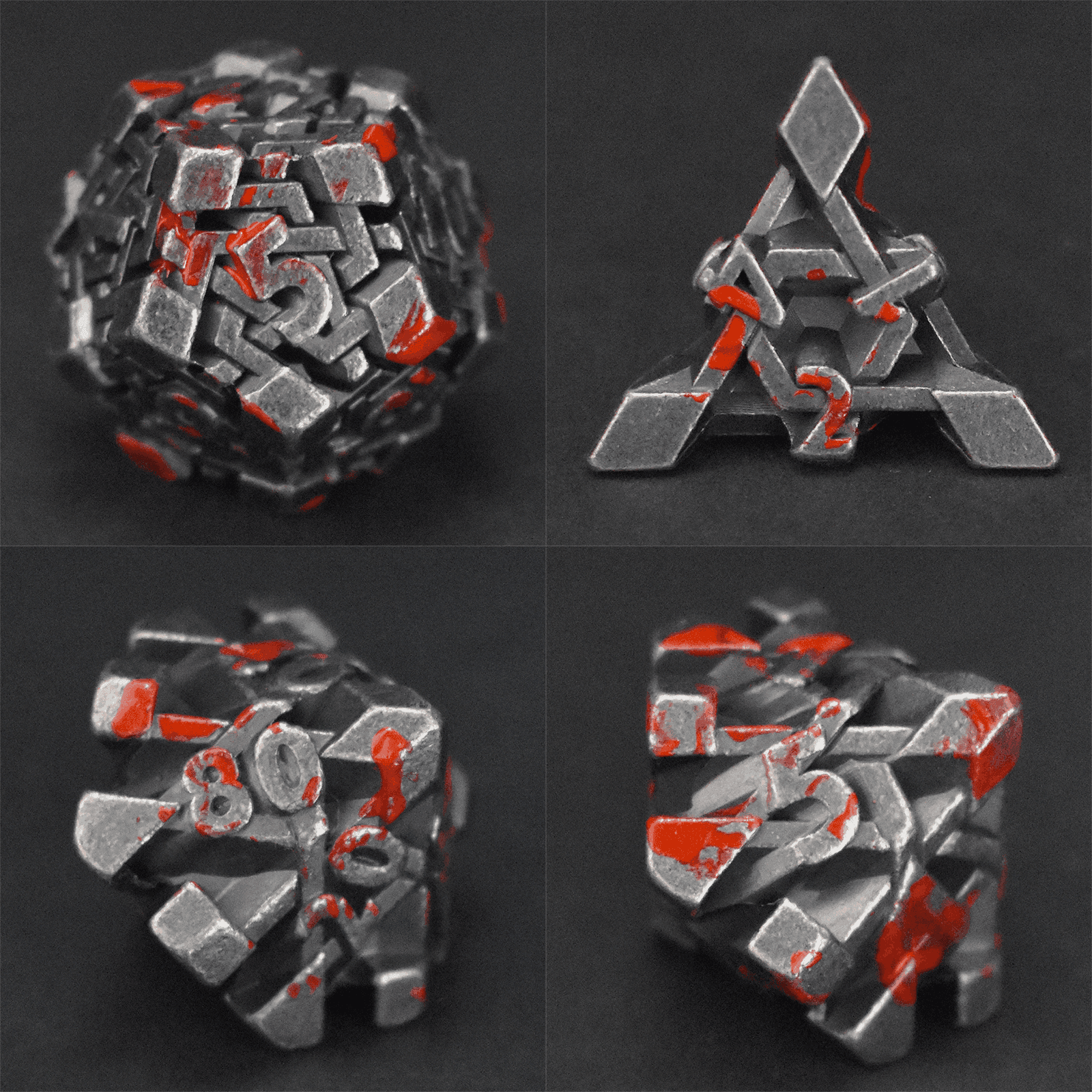 Red Maze Plated Dice Set - RULE DICE