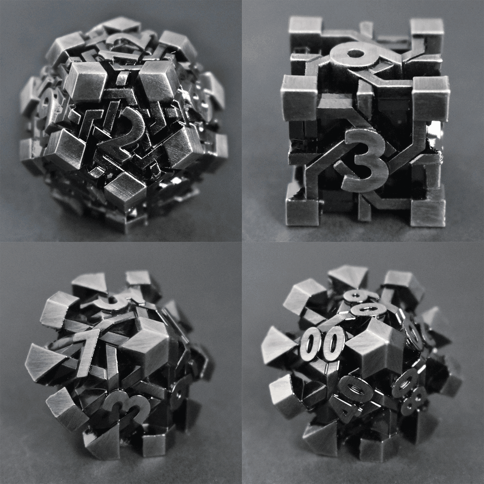Ancient Nickel Maze Plated Dice Set - RULE DICE