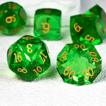 Emerald Green Pristine Prism Crystal Dice Set