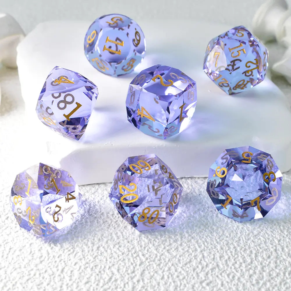 Lavender Purple Pristine Prism Crystal Dice Set