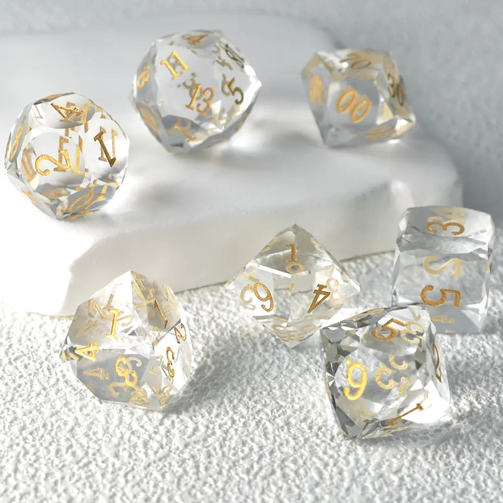 Transparent Pristine Prism Crystal Dice Set