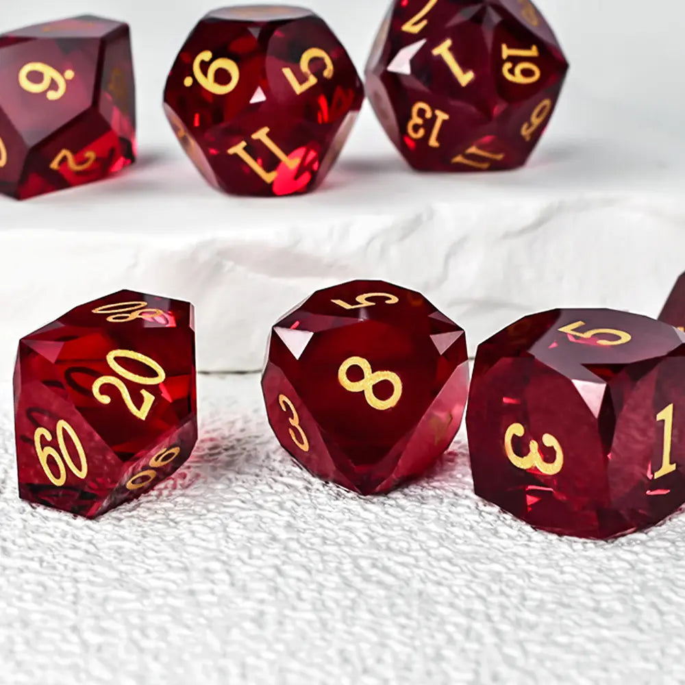Dark Vermilion Pristine Prism Crystal Dice Set