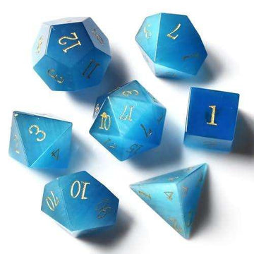 Aqua Blue Cat's Eye Dice Set - RULE DICE