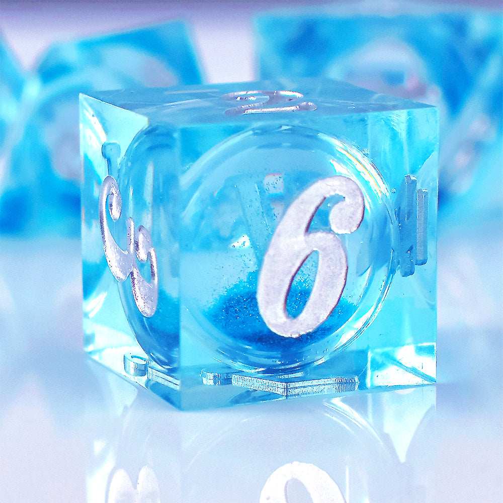 Blue Liquid Core Resin Dice Set - RULE DICE