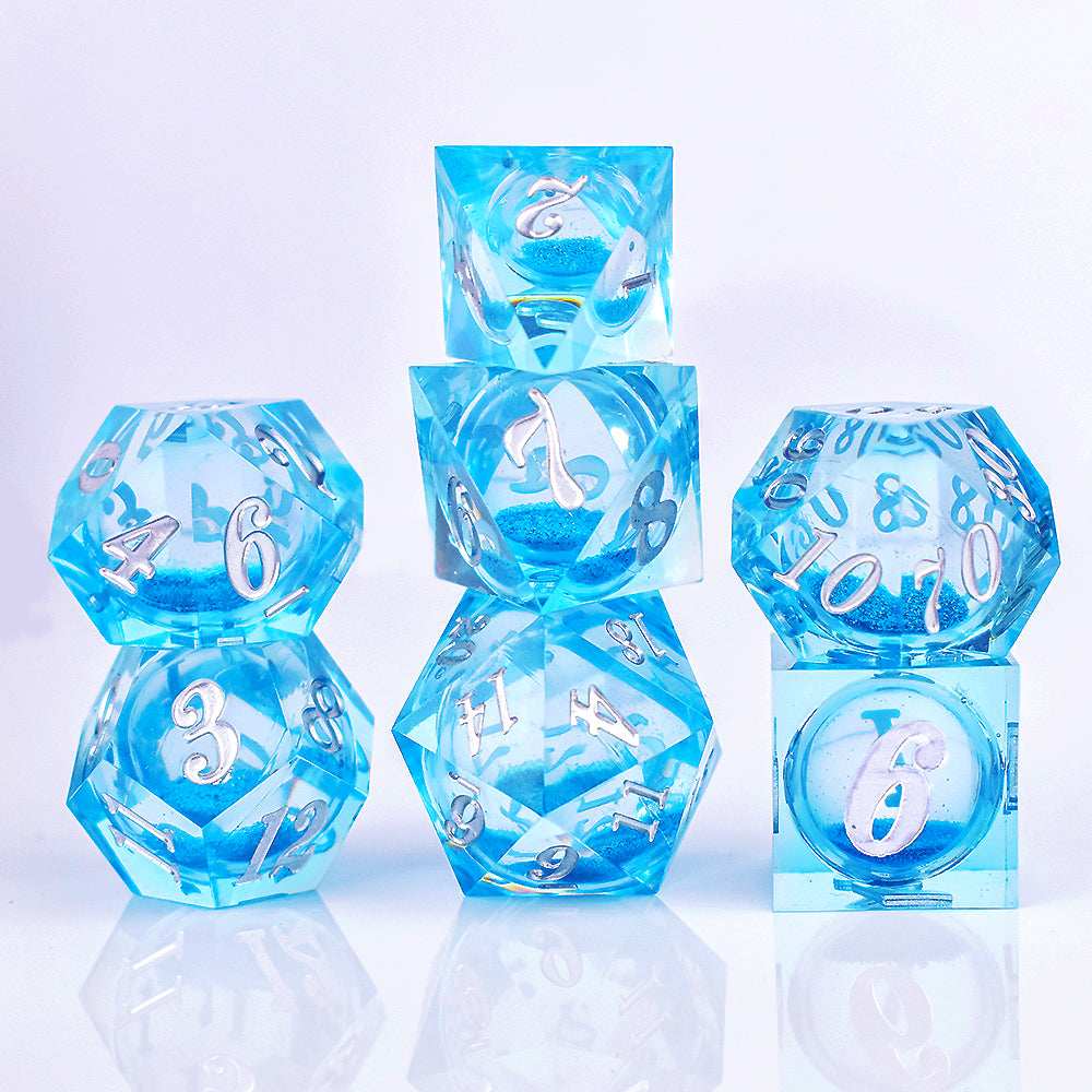 Blue Liquid Core Resin Dice Set - RULE DICE