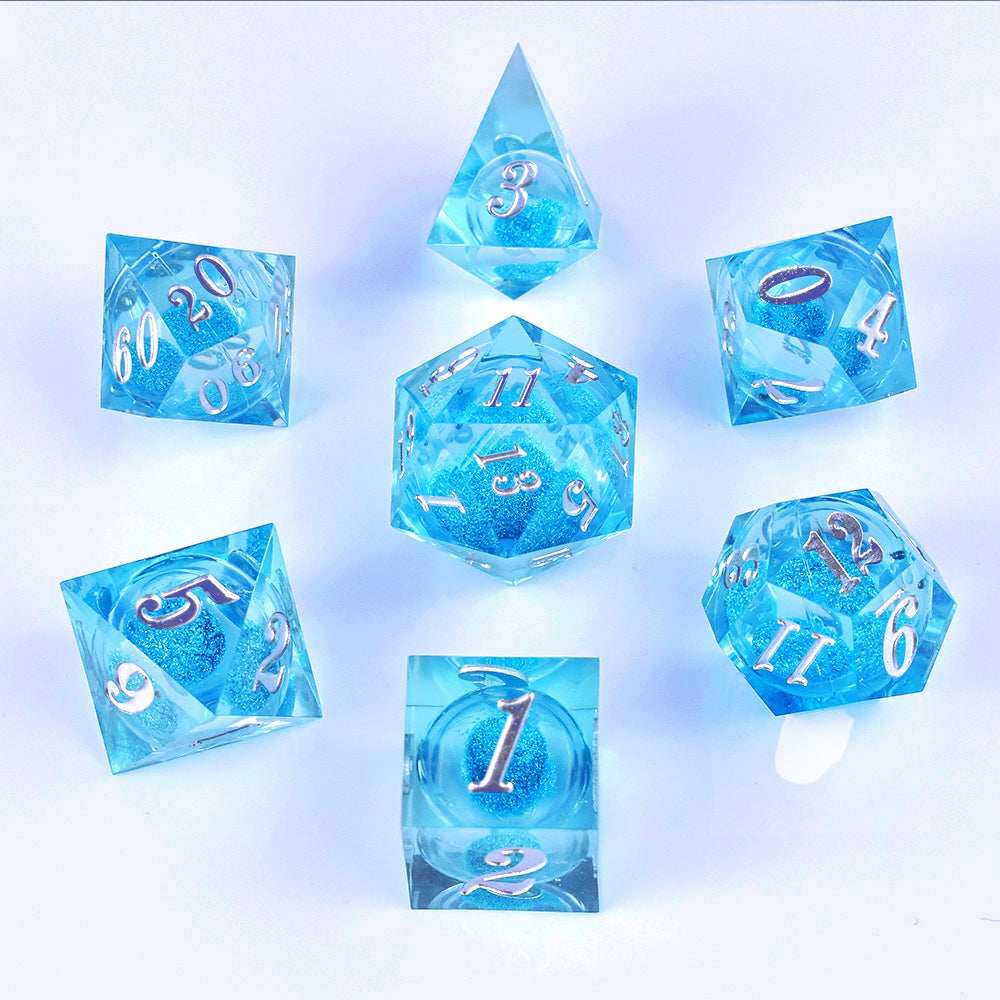 Blue Liquid Core Resin Dice Set - RULE DICE