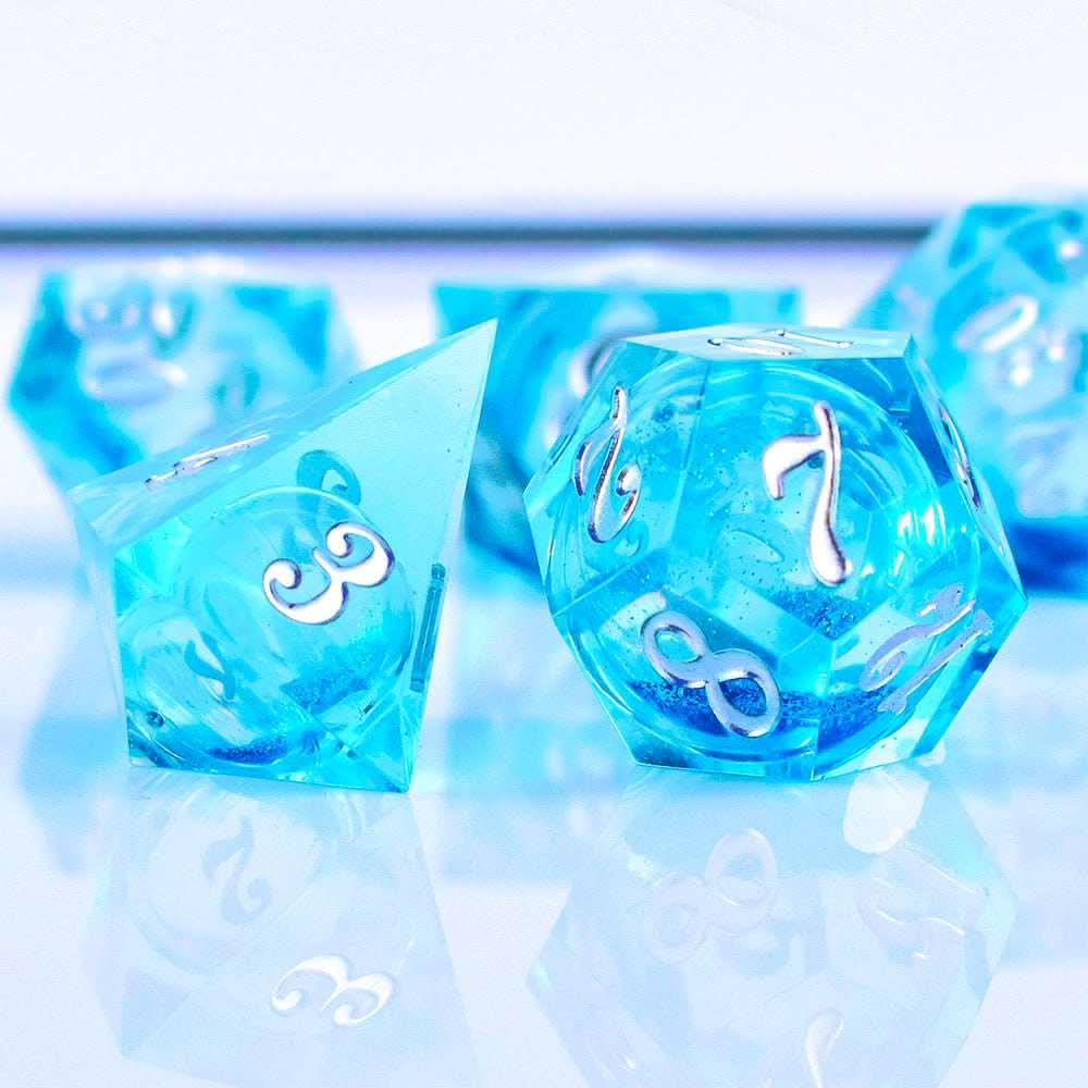 Blue Liquid Core Resin Dice Set - RULE DICE
