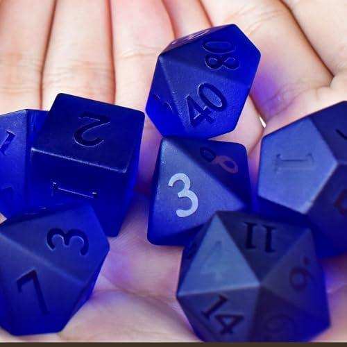 Blue Sandblasted Gemstone Dice Set - RULE DICE