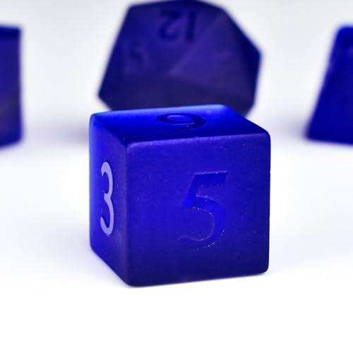 Blue Sandblasted Gemstone Dice Set - RULE DICE