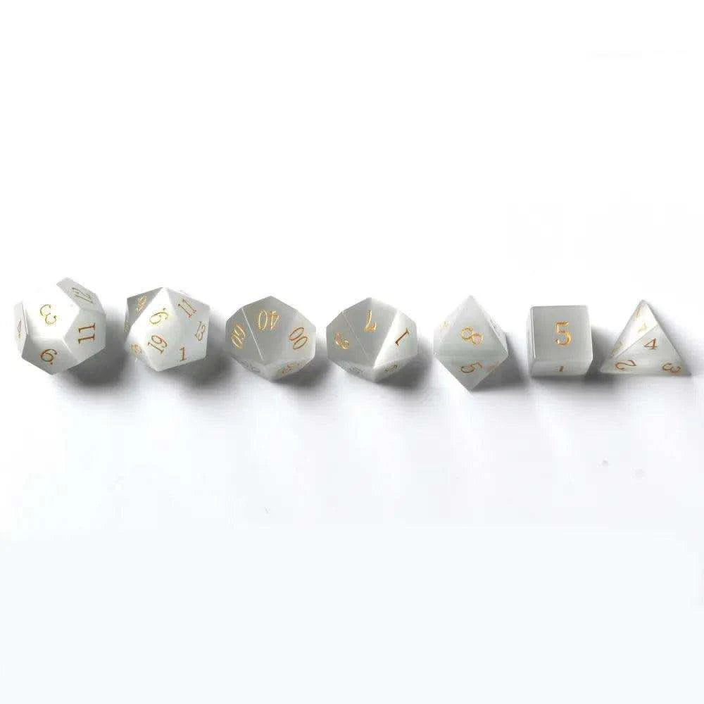 Foggy White Cat's Eye Dice Set - RULE DICE