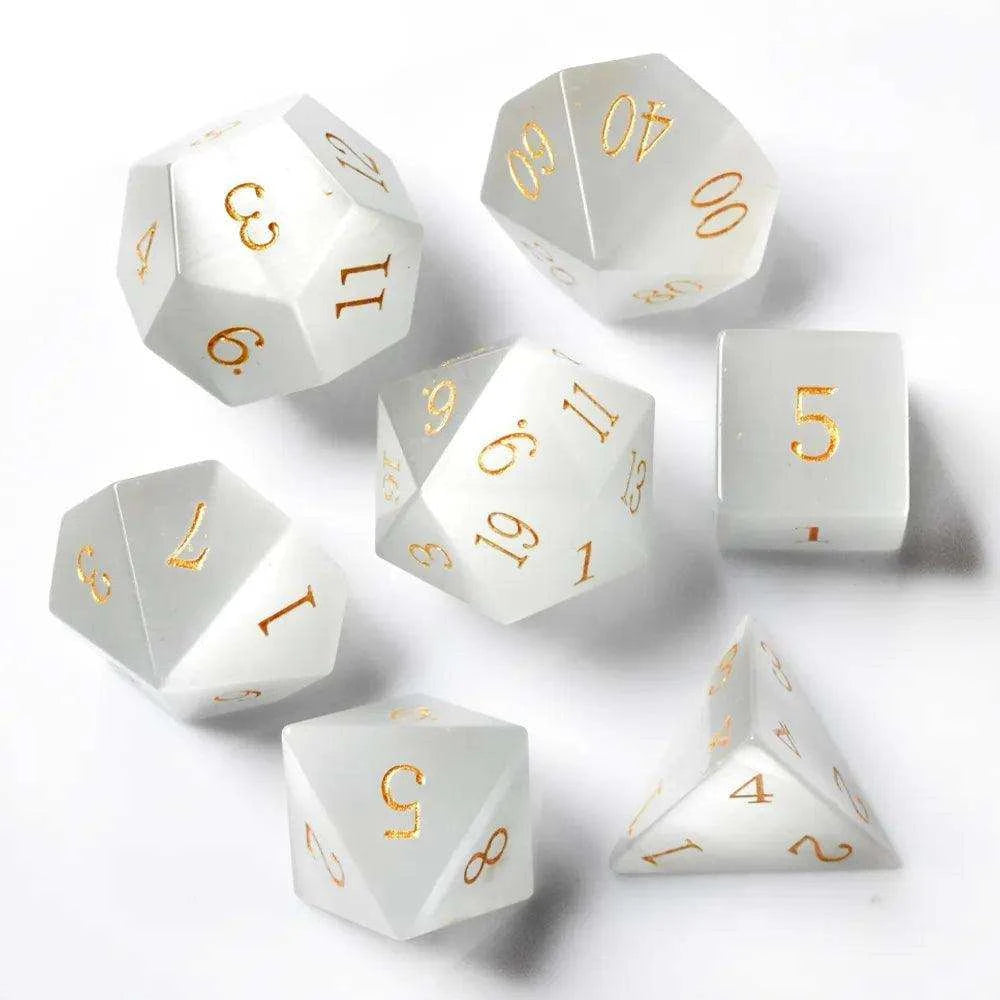 Foggy White Cat's Eye Dice Set - RULE DICE