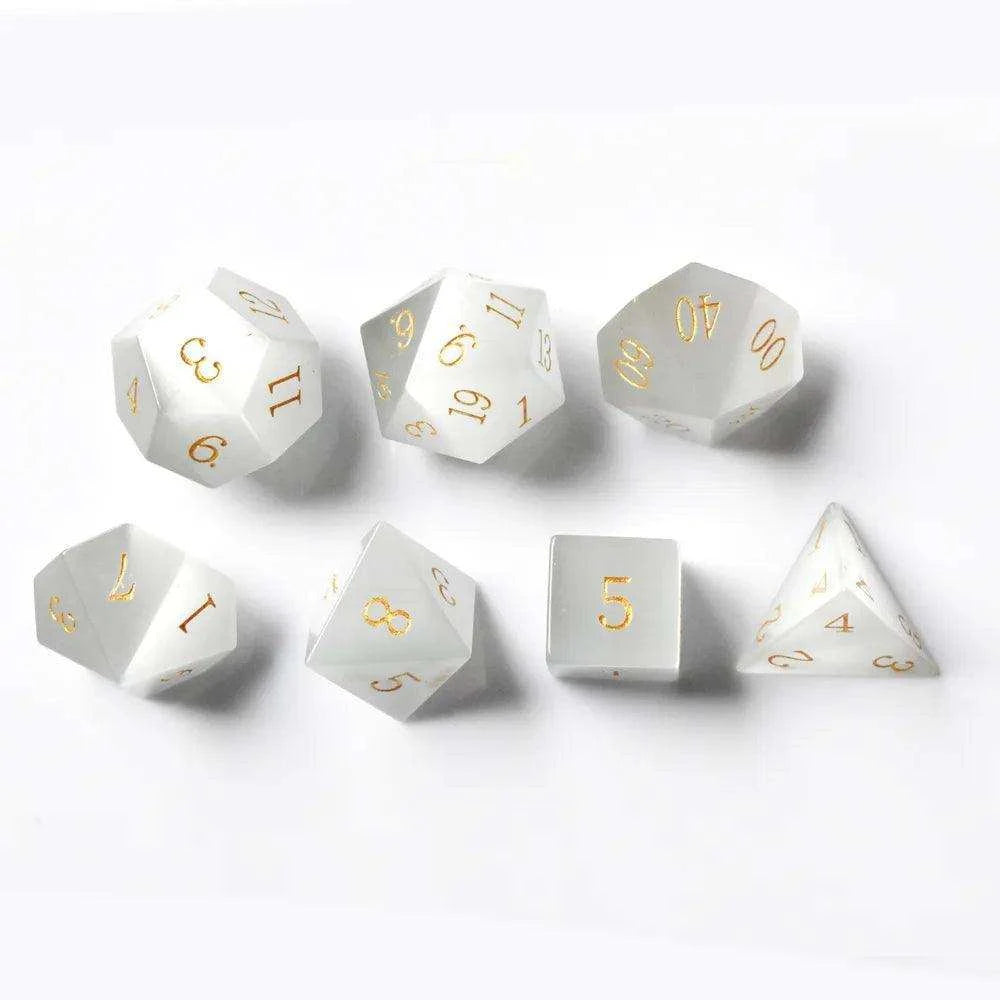 Foggy White Cat's Eye Dice Set - RULE DICE