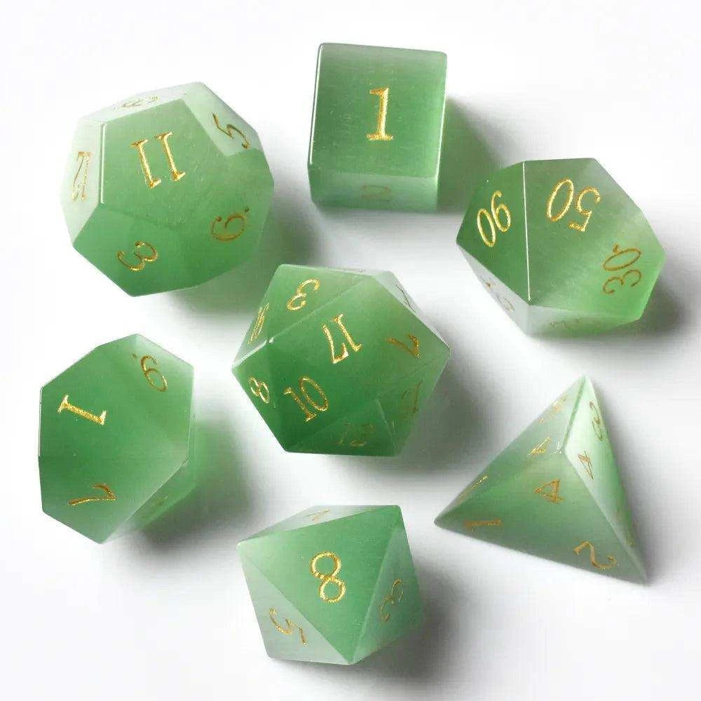 Green Cat's Eye Dice Set - RULE DICE
