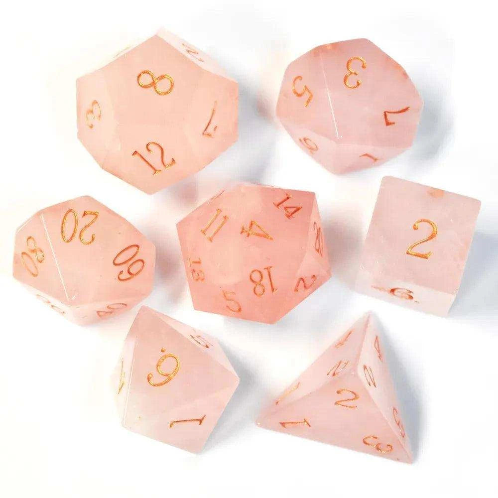 Rose Quartz Gemstone Dice Set - RULE DICE