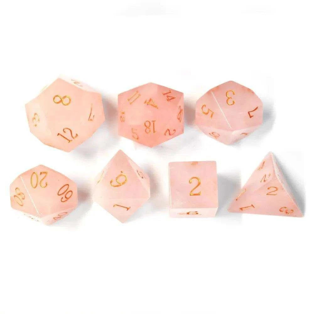 Rose Quartz Gemstone Dice Set - RULE DICE