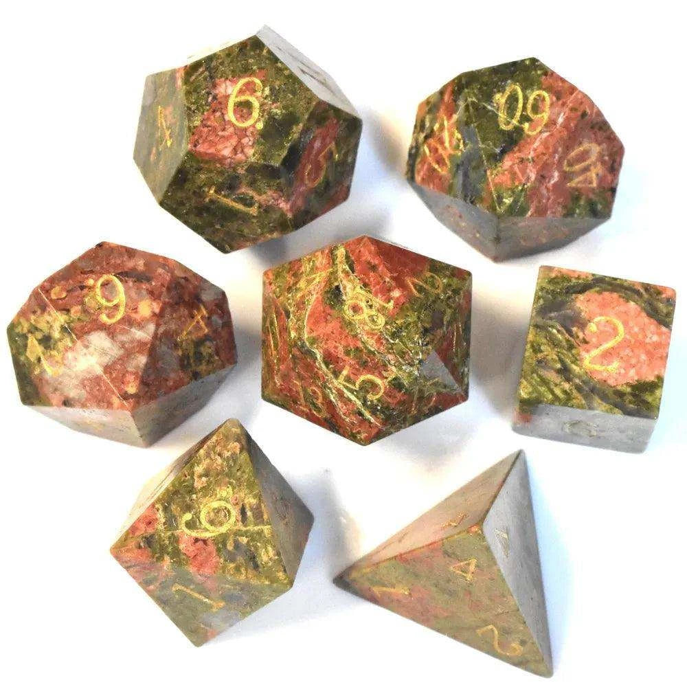 Unakite Gemstone Dice Set - RULE DICE