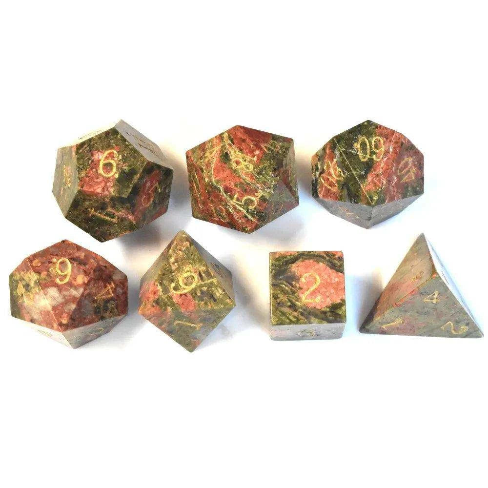 Unakite Gemstone Dice Set - RULE DICE