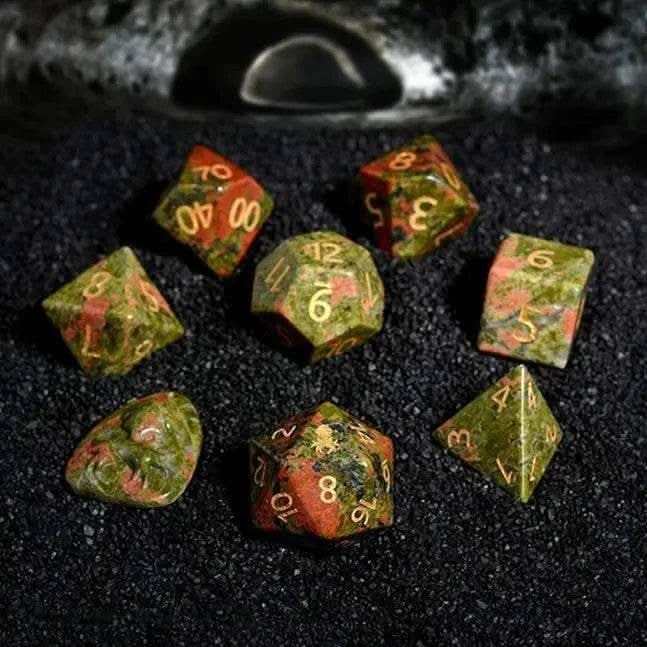 Unakite Gemstone Dice Set - RULE DICE