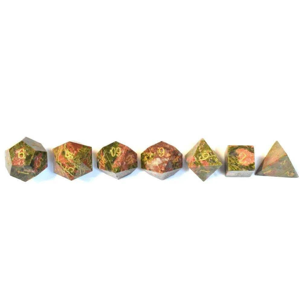 Unakite Gemstone Dice Set - RULE DICE