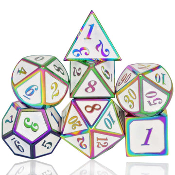 Roman White Colorful Plated Dice Set - RULE DICE