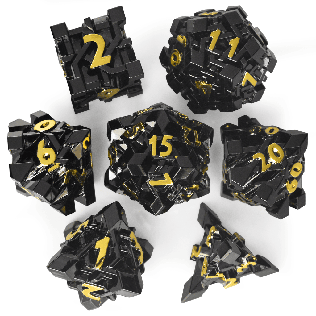  RULE DICE -  Heavy Metal Dice Black Maze Plated Dice