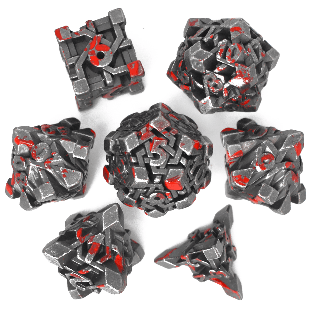  RULE DICE -  Heavy Metal Dice Red Maze Plated Dice