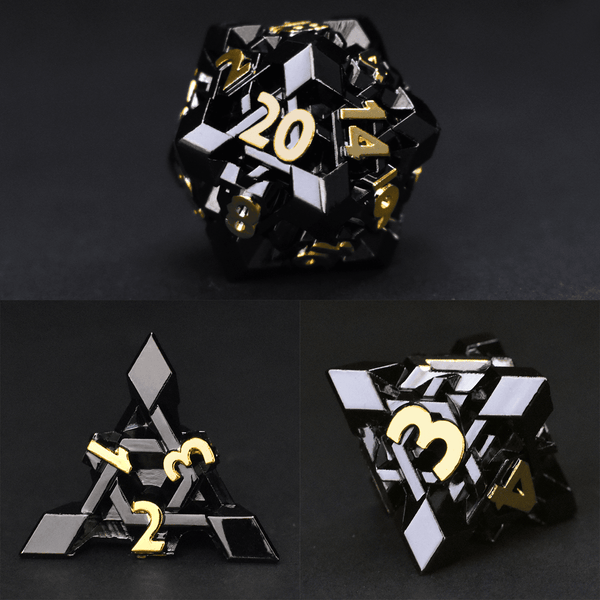  RULE DICE -  Heavy Metal Dice Black Maze Plated Dice