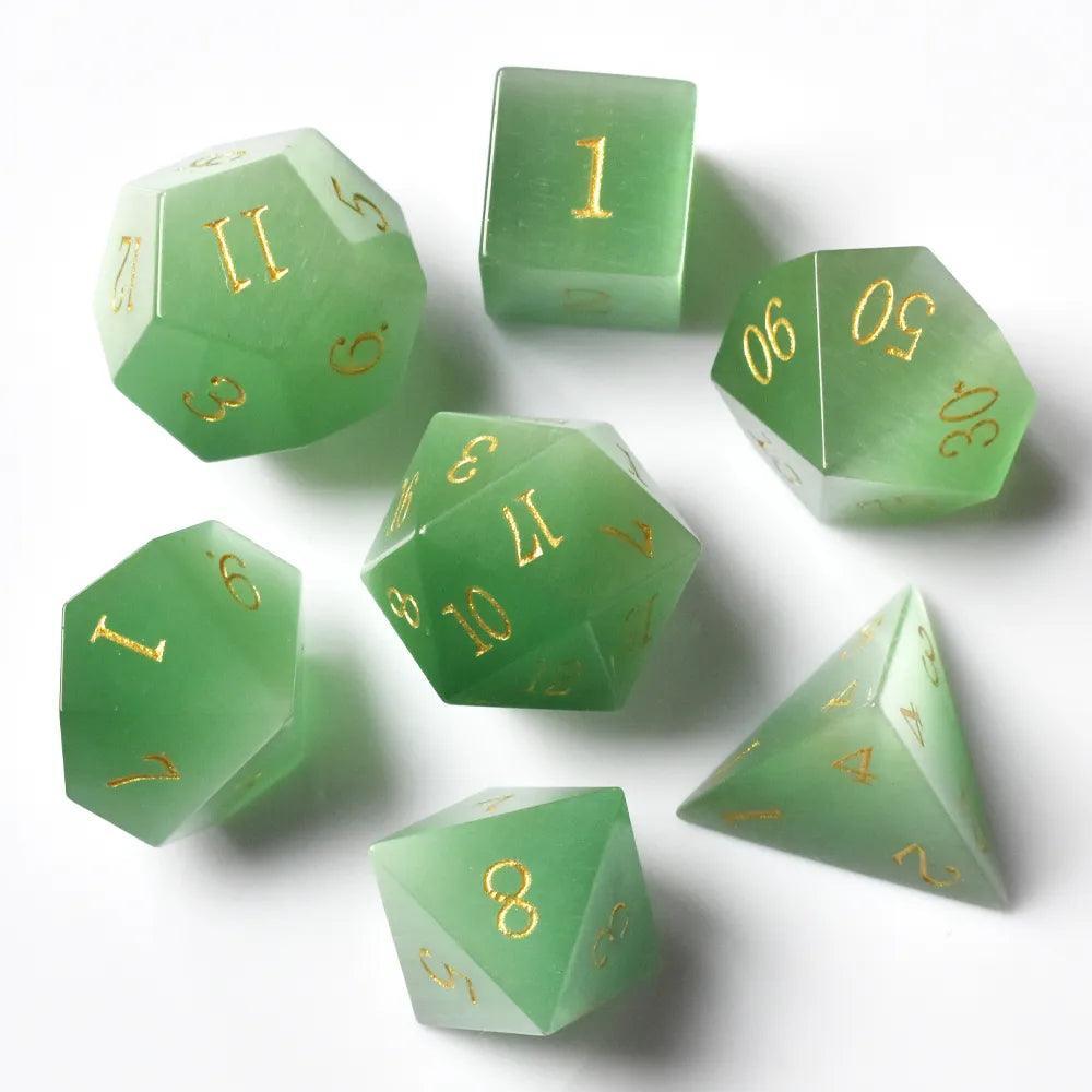  RULE DICE -  Gemstone dice Green Cat's Eye Dice