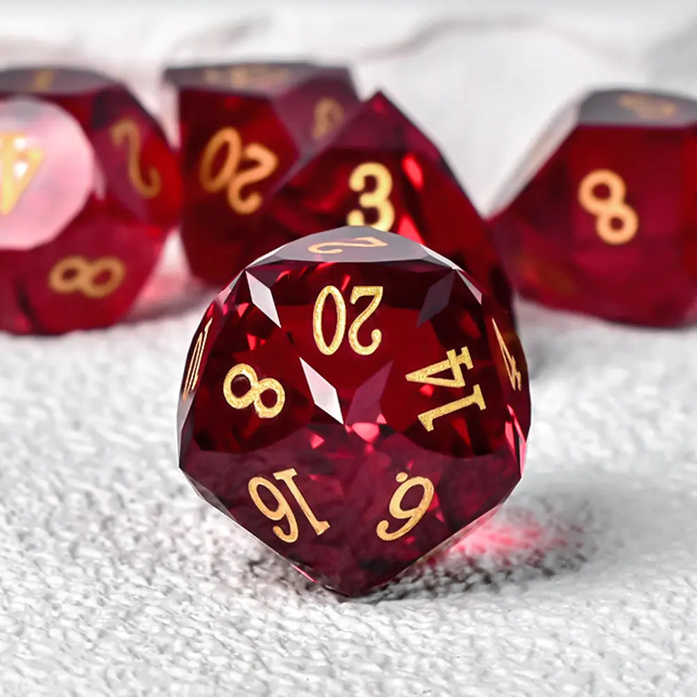 Dark Vermilion Pristine Prism Crystal Dice Set