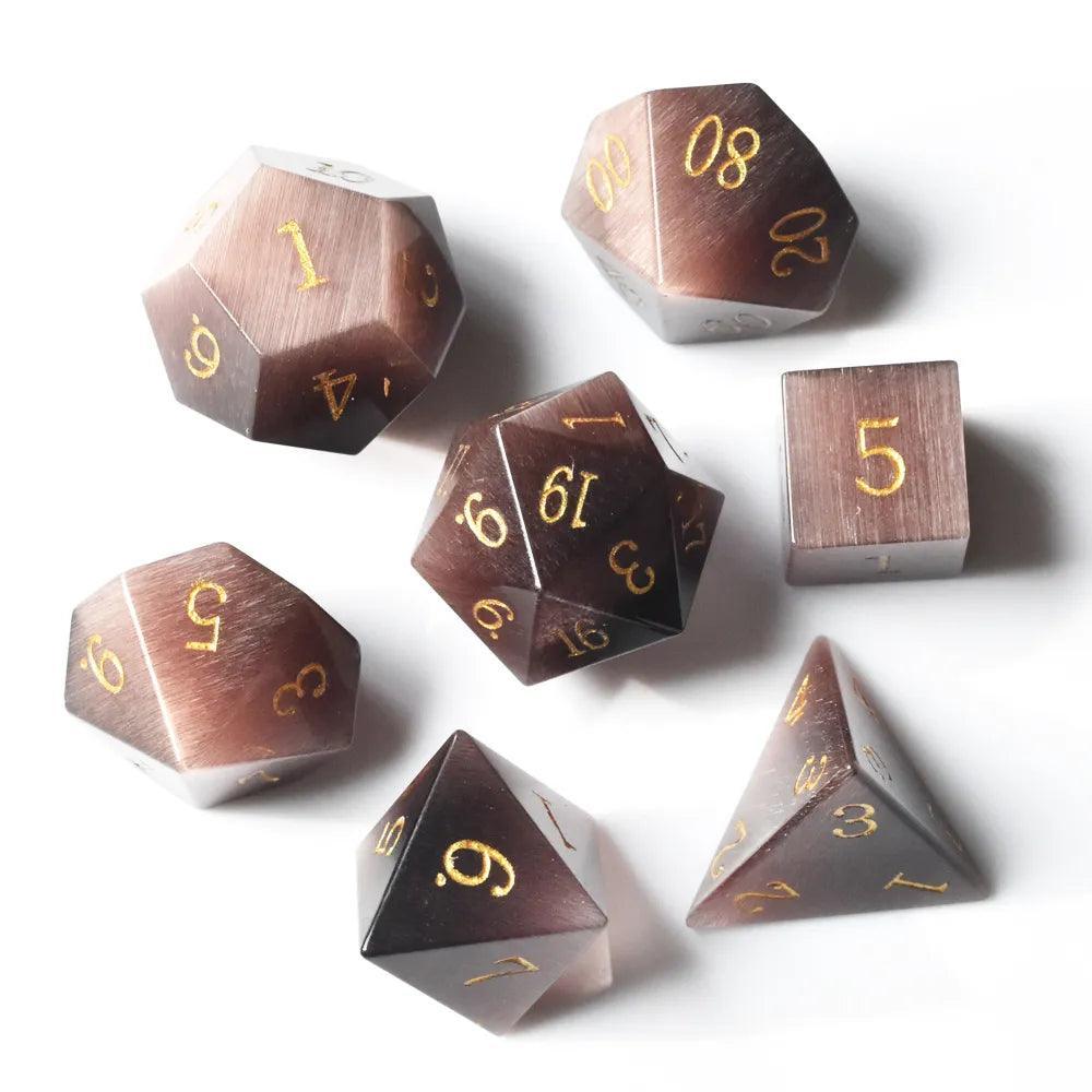  RULE DICE -  Gemstone dice Purple Cat's Eye Dice