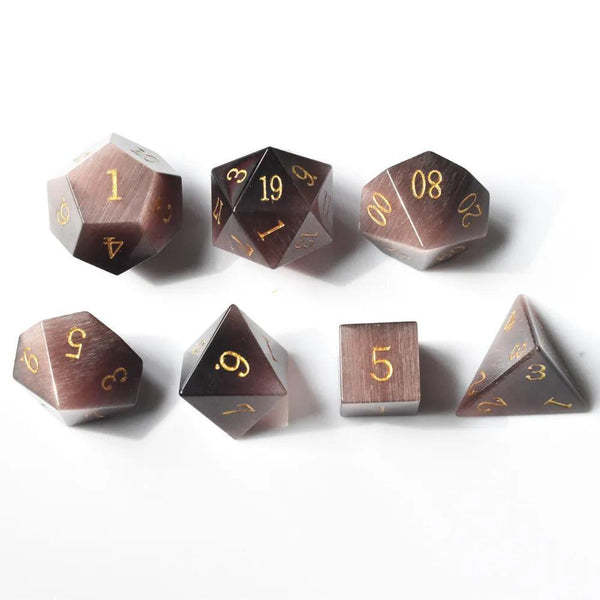  RULE DICE -  Gemstone dice Purple Cat's Eye Dice