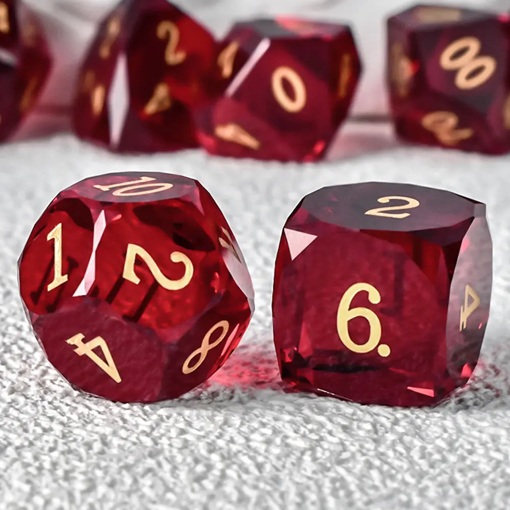 Dark Vermilion Pristine Prism Crystal Dice Set