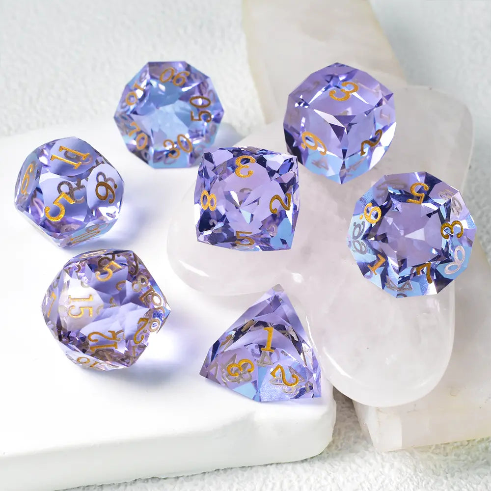 Lavender Purple Pristine Prism Crystal Dice Set