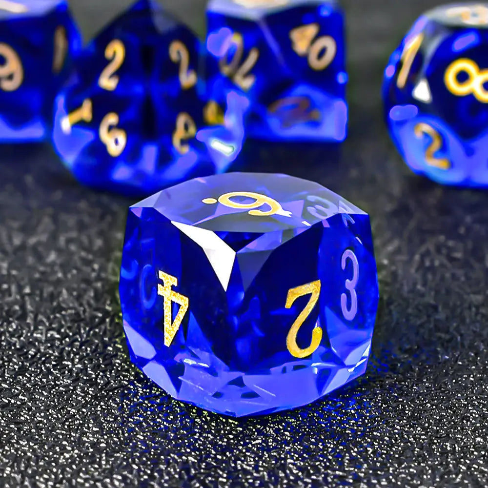Royal Blue Pristine Prism Crystal Dice Set