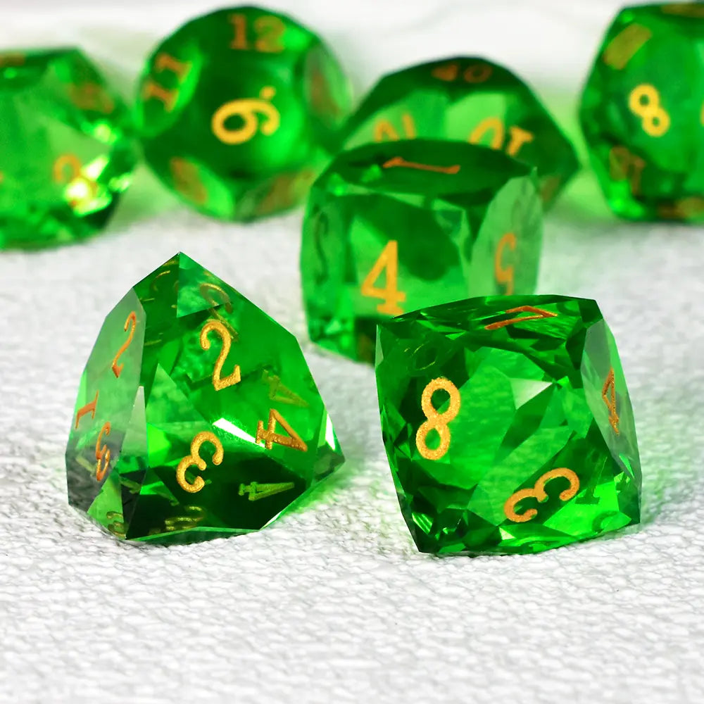 Emerald Green Pristine Prism Crystal Dice Set