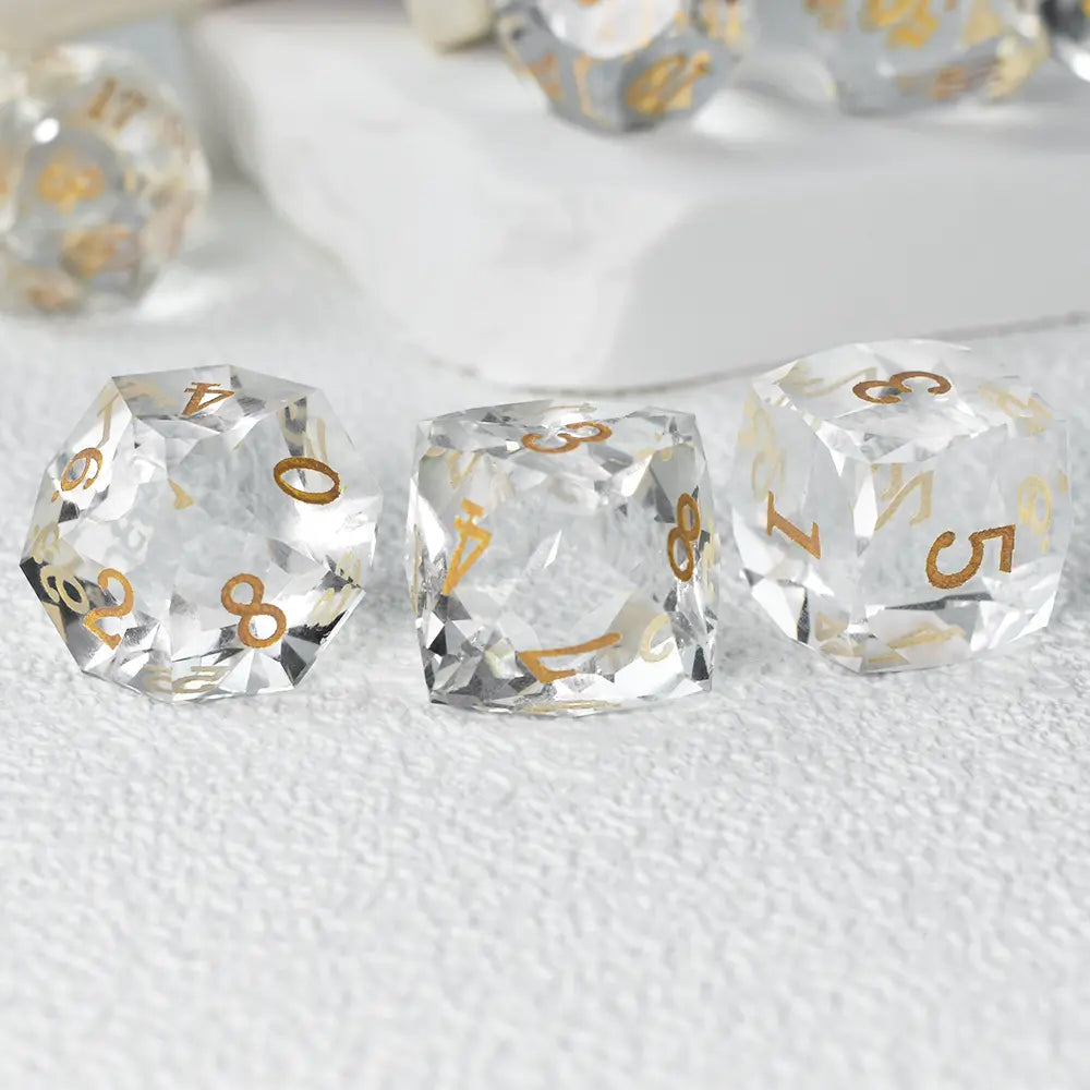 Transparent Pristine Prism Crystal Dice Set