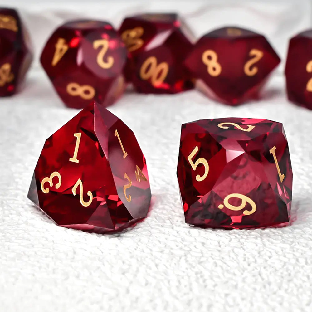 Dark Vermilion Pristine Prism Crystal Dice Set