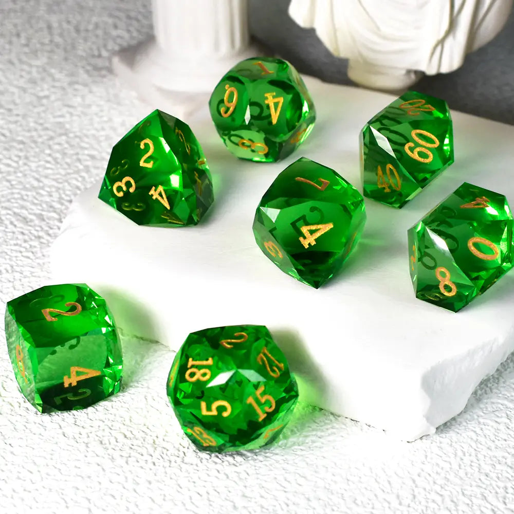 Emerald Green Pristine Prism Crystal Dice Set