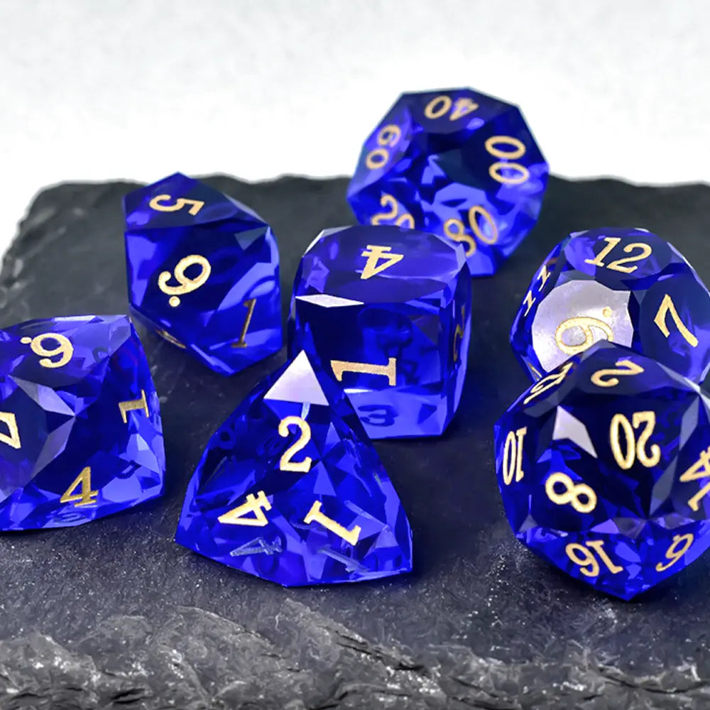 Royal Blue Pristine Prism Crystal Dice Set