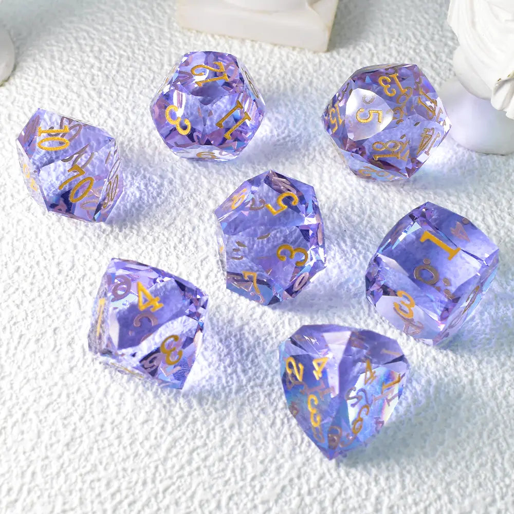 Lavender Purple Pristine Prism Crystal Dice Set