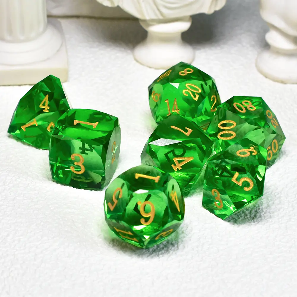 Emerald Green Pristine Prism Crystal Dice Set