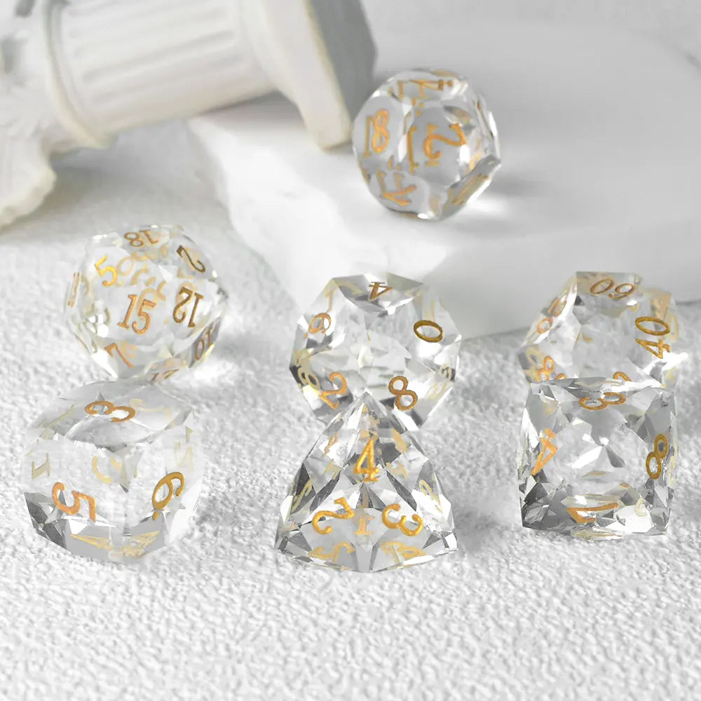 Transparent Pristine Prism Crystal Dice Set