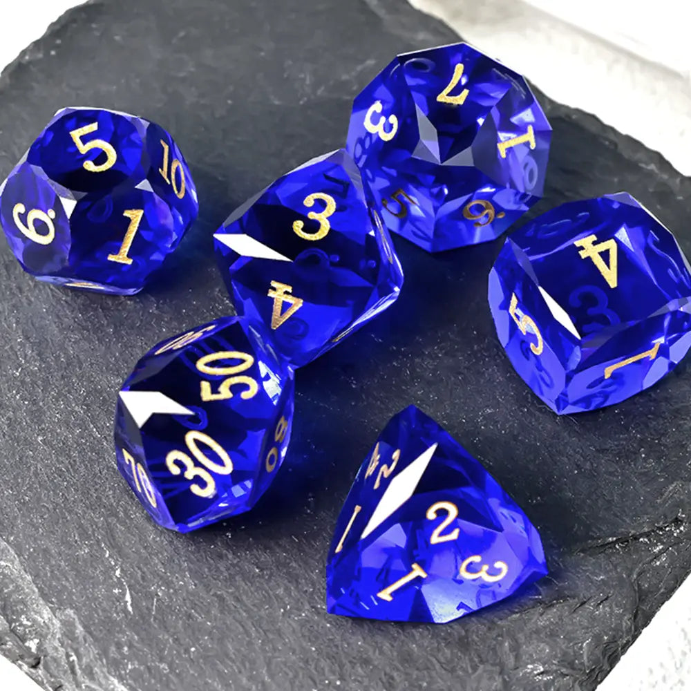 Royal Blue Pristine Prism Crystal Dice Set