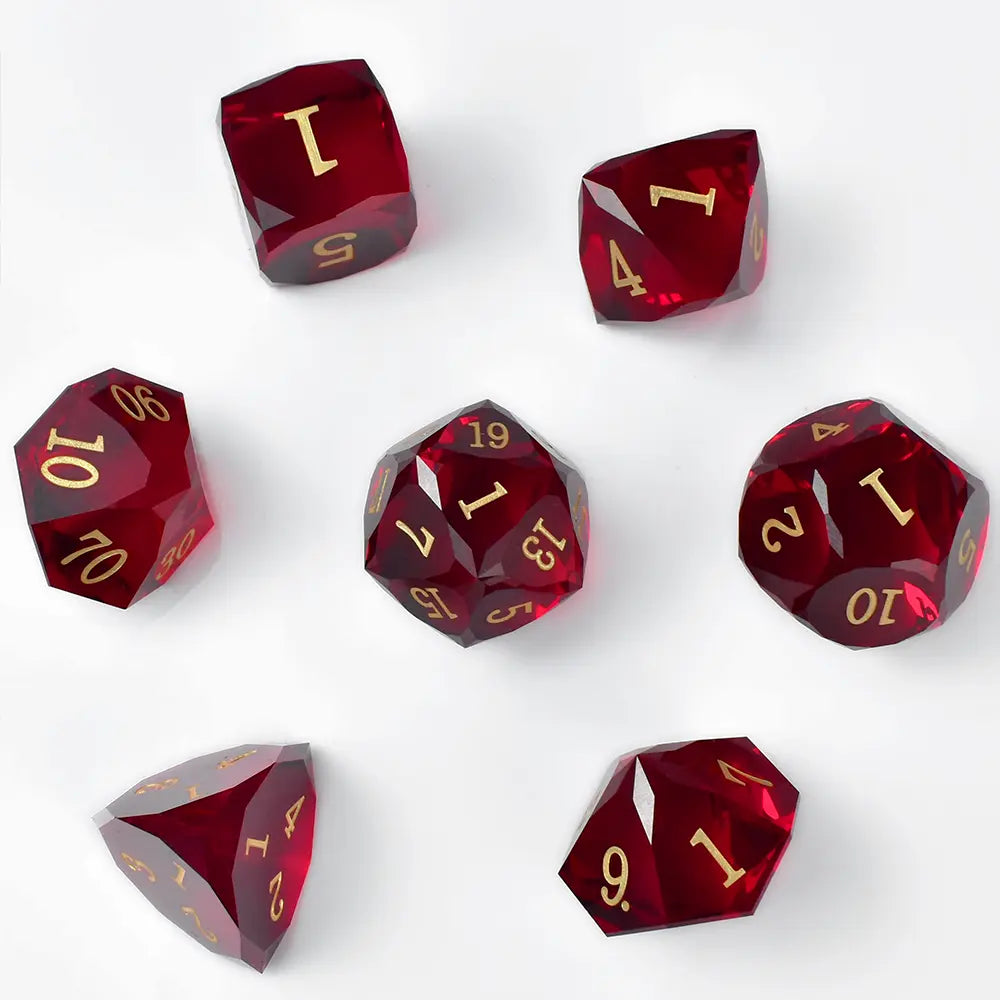 Dark Vermilion Pristine Prism Crystal Dice Set