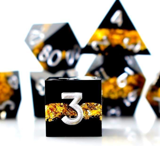  RULE DICE -  Resin dice Black&Golden Resin Dice